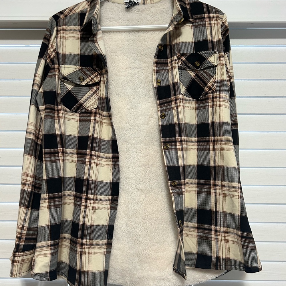 Rue21 Plaid Cardigan - Black and Cream